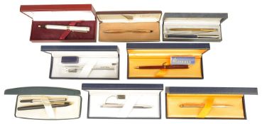 A collection of Cross, Sheaffer, Waterman, Hartcourt and Caran d'Ache pens, comprising a Cross 10K