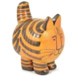 A Lisa Larson for Gustavberg pottery cat, 20th centurymodelled as a cat with a brown stripped body