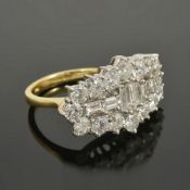 A very large Art Deco style baguette and brilliant diamond set panel ringset with a central