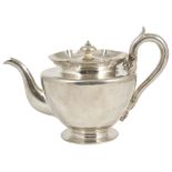 An impressive William IV William Bateman silver teapot, London 1834, with flared rim and baluster