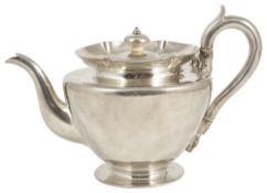 An impressive William IV William Bateman silver teapot, London 1834, with flared rim and baluster