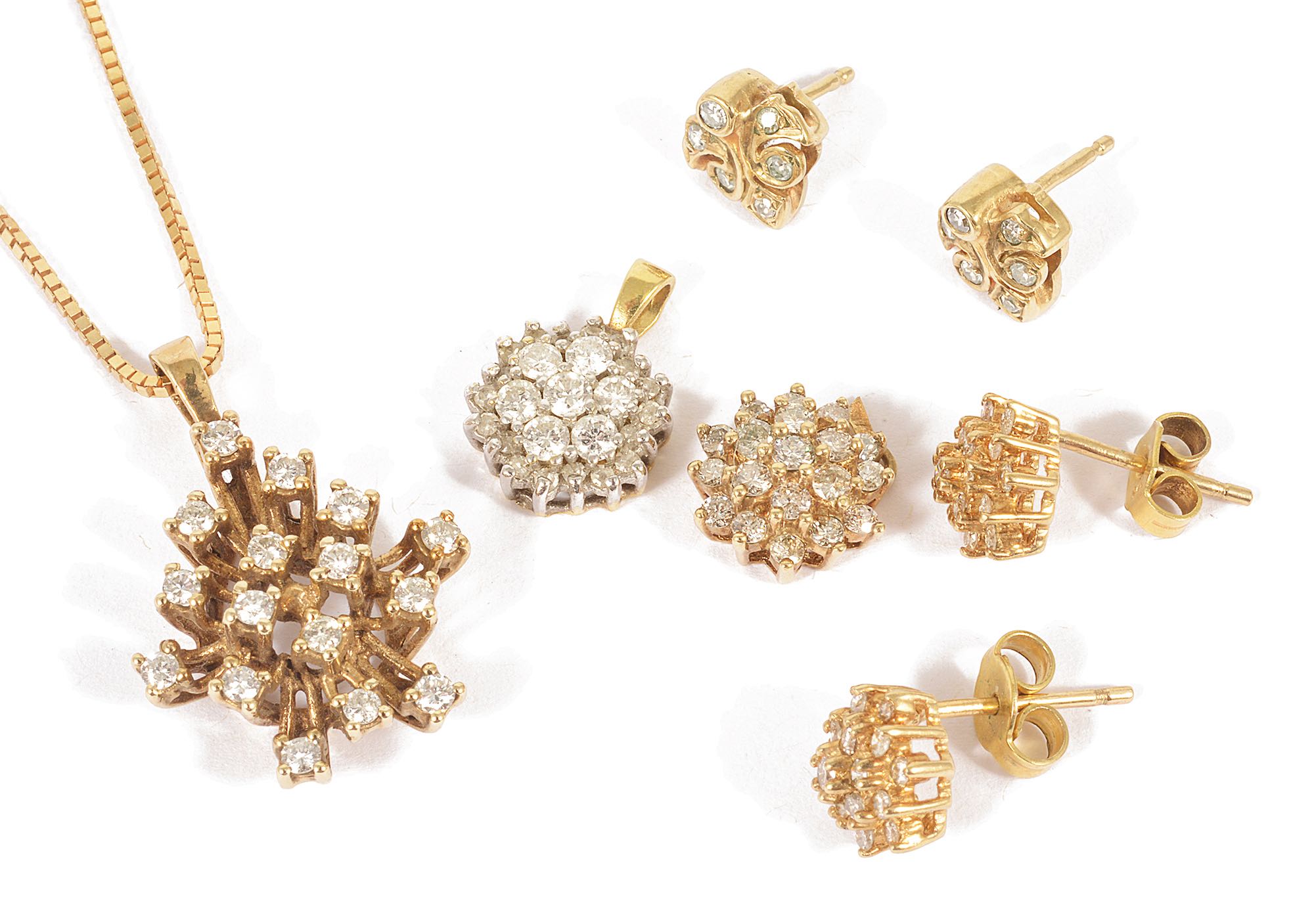 A small collection of contemporary diamond set jewelleryto include a 9ct gold mounted random diamond