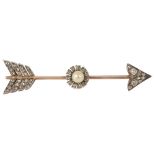 A good quality late Victorian rose diamond set arrow broochthe arrow tip and feathers rose diamond