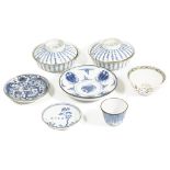 A small collection of 19th century bleu de Hue Chinese porcelaincomprising a pair of blue and