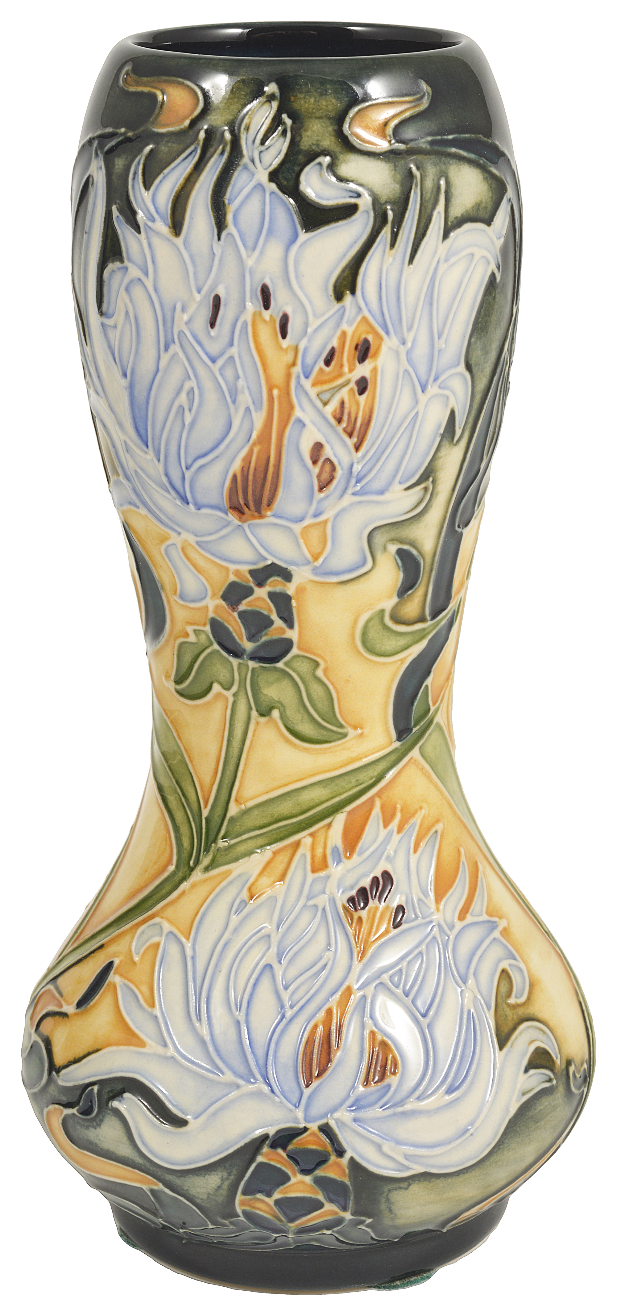 A contemporary Moorcroft Rachel Bishop 'Montana' cornflower vase, circa 2000waisted cylindrical vase
