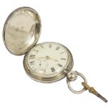 A Vale & Rotherdam silver full hunter pocket watch, Birmingham 1825 the white enamel dial with roman