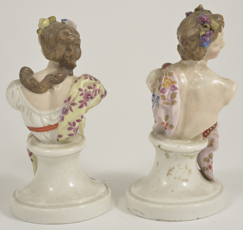 A pair of Continental porcelain busts, late 19th/early 20th century,modelled as a female with flower - Image 2 of 4