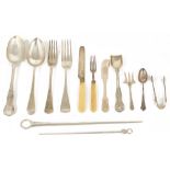 A selection of Georgian and Victorian flatware, comprising twelve silver old English pattern table