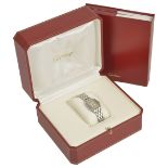 A Cartier Panthere stainless steel ladies wristwatch, the square white dial with roman numerals,