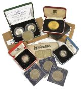 A selection of UK coinage2 x 1997 silver proof 50p coins, 1 x 1996 silver proof Piedfort œ1 coin,