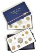 Two cased sets of Fleurs de Coins, Monnaie De Paris 1974,and collection of loose French coinage 19th