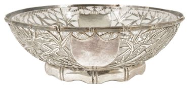 An early 20th century Chinese export white metal bon bon dish(tests for silver) of overall pierced