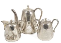 A Chinese export silver three piece tea set, early 20th century