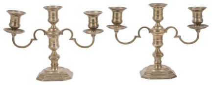A pair of Elkington & Co. silver candlesticks, Birmingham 1967with three candle sconces with