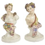 A pair of Continental porcelain busts, late 19th/early 20th century,modelled as a female with flower