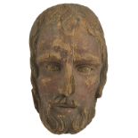 A 19th century wooden carved and painted figurehead of a bearded male