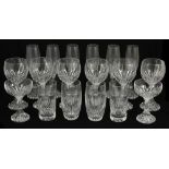 A suite of Baccarat 'Massena' pattern glasses, 20th centuryeach with vertical cuts to body and