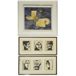 Bernard Rice (Austrian 1900-1998) Six woodblock portrait caricatures