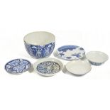 A small collection of Chinese 19th Century blue de Hue porcelain, comprising a blue and white