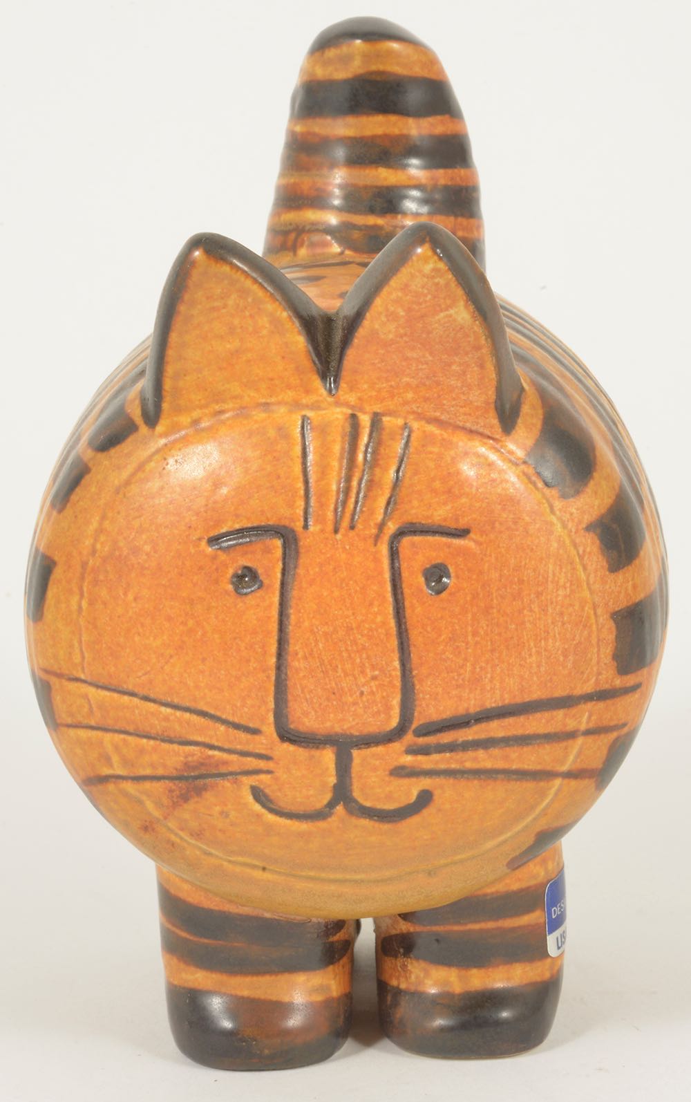 A Lisa Larson for Gustavberg pottery cat, 20th centurymodelled as a cat with a brown stripped body - Image 2 of 4