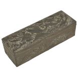 A early 20th century Japanese antimony box,the hinged lid decorated in high relief with carp amongst