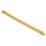 A heavy Continental 18K gold gentleman's flat curb link braceletthe invisible push clasp fastening