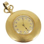 A slim 18ct gold open face engine turned pocket watchthe case marked J. C. Vickery, the gilded