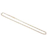 A simple Italian 14K two colour gold fancy neck chainof modern design formed of alternate yellow and
