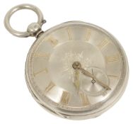 A London 1932 silver cased pocket watchthe silvered dial with gilt roman numerals, spade hands and