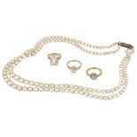A double row graduated cultured pearl necklace,