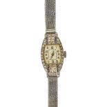 An attractive Art Deco sapphire and diamond set cocktail watch