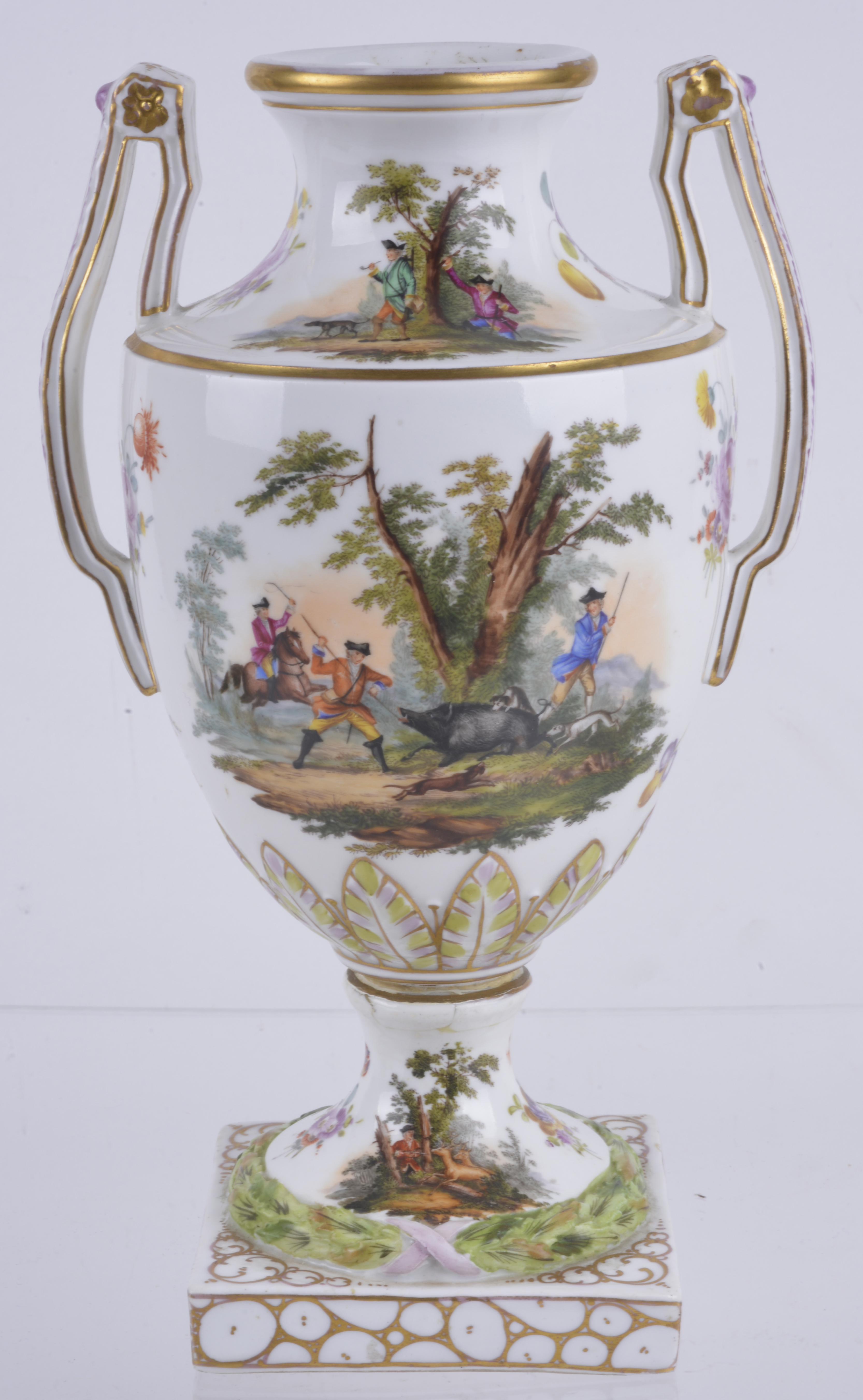A late 19th century Continental twin handled porcelain urn - Image 2 of 3