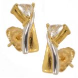 A pair of elegant contemporary triangular cut diamond set earrings