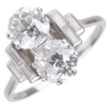 An attractive Art Deco twin diamond set ring