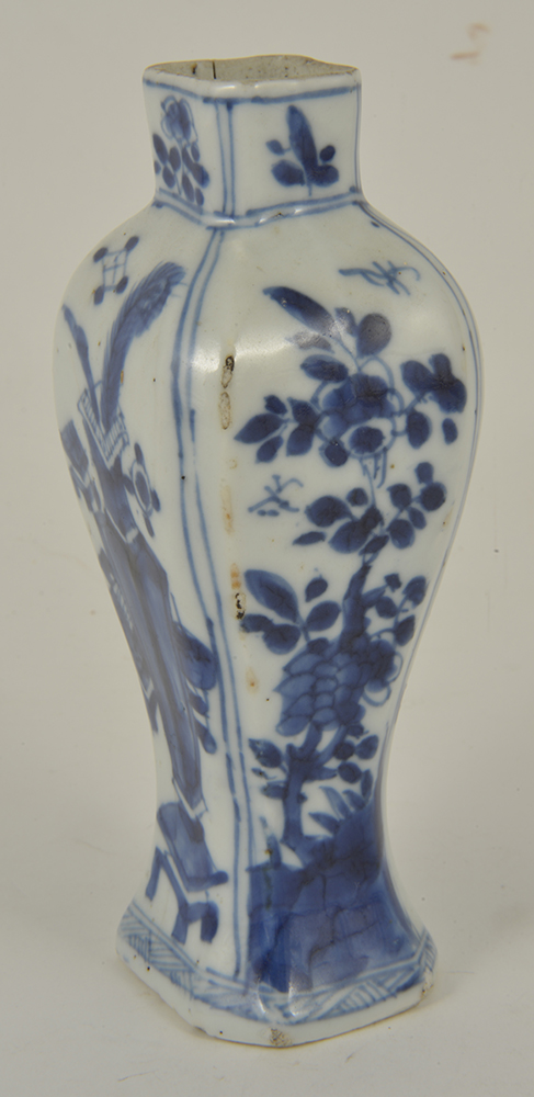 A small Chinese Kangxi blue and white porcelain vase, - Image 2 of 3