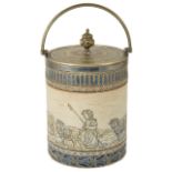 A Doulton Lambeth biscuit barrel by Hannah Barlow,