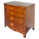 A mahogany and string inlaid bowfront chest of drawers, 20th century