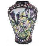 A contemporary Moorcroft pottery 'Siberian Iris' vase by Sian Lepper, design date 2003