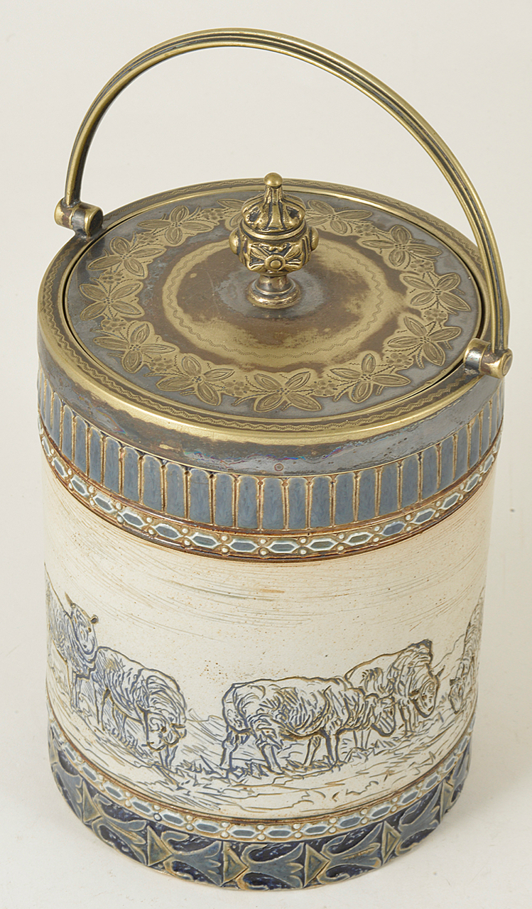 A Doulton Lambeth biscuit barrel by Hannah Barlow, - Image 2 of 3