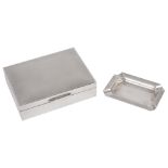 A Mappin & Webb silver cigarette box and silver ashtray