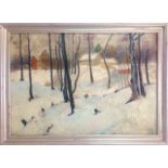 A pair of European woodland winter scenes, early 20th century