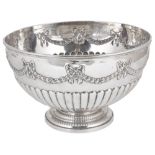 A Victorian silver punch bowl, hallmarked London 1889,