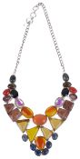 A contemporary hard stone and paste set fashion necklace,