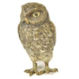 A cold painted bronze of an owl, 20th century
