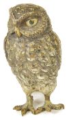 A cold painted bronze of an owl, 20th century