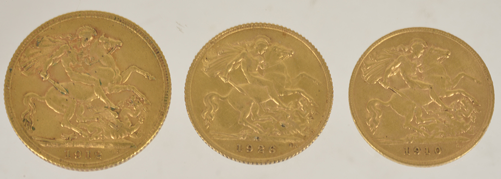 A George V fine gold sovereign, together with two gold half sovereigns, - Image 2 of 2