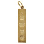 A 9ct gold narrow bar ingot