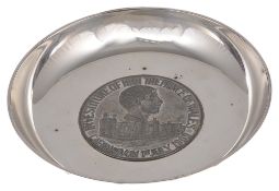 A prototype silver plated 'Investiture of HRH The Prince of Wales Caernarfon 1st July 1969' dish