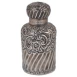 An Edwardian silver cased glass perfume bottle, hallmarked Birmingham 1889
