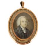 A late 18th/early 19th century portrait miniature of a gentleman on ivory